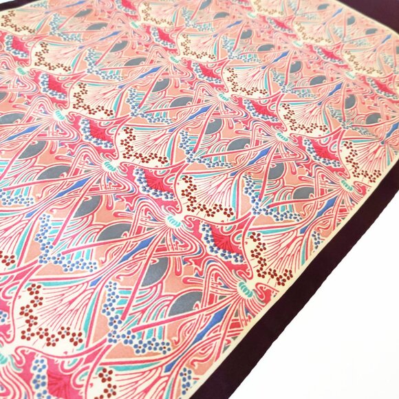 Vintage Liberty of London Ianthe Silk Art Nouveau Long Scarf Burgundy - Picture 2 of 9